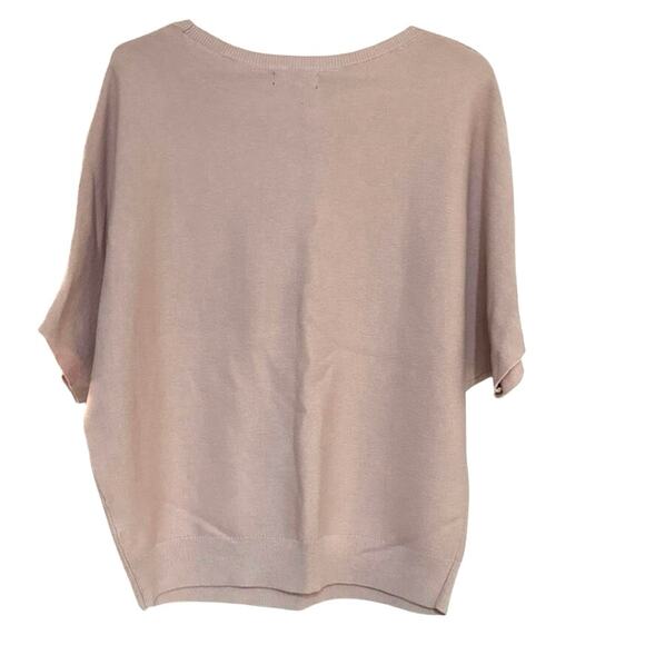 Quince Lightweight Organic Cotton Cashmere Link-Stitch Dolman Sweater Pink Large - Picture 3 of 7